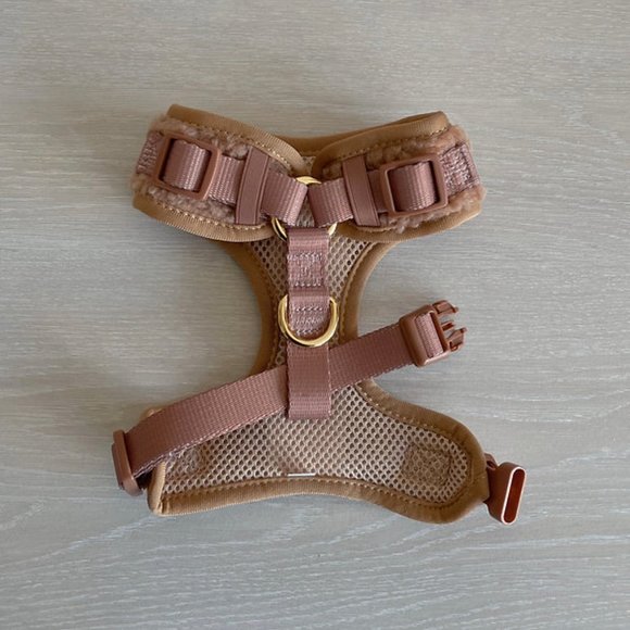 PETsRUS Premium Dog Harness Teddy Bear Sherpa Design No Pull Soft Beige Brown - Picture 3 of 8